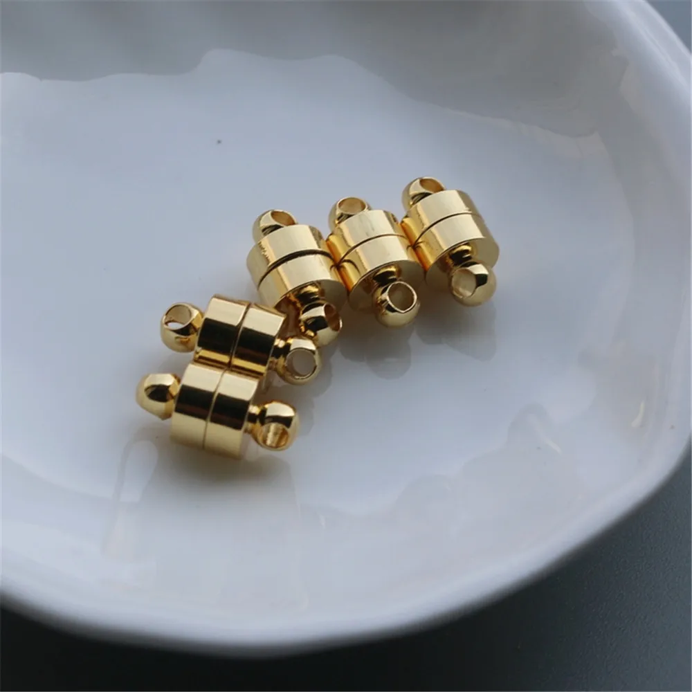 

18K gold color DIY accessories Suction buckle round barrel 6mm bracelet necklace color magnet connection buckle