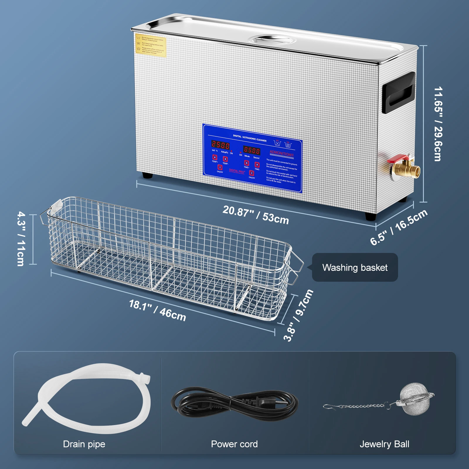 SucceBuy 10L Ultrasonic Cleaner 300W 40kHz Professional Ultrasound Cleaning Machine with Timer & Heater for Gun Automotive Parts 6