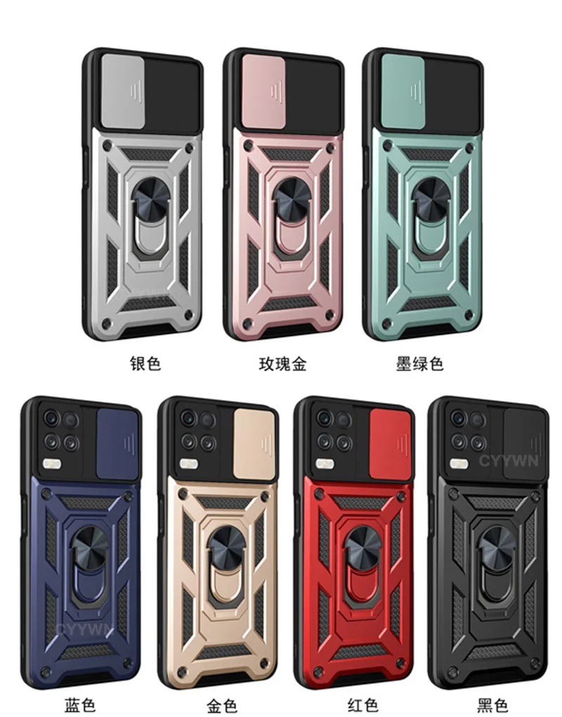 Slide camera shockproof armor case for Realme 8 Pro 8 5G 8i C21Y C25 C20 C11 C12 C3 C21 coque funda for OPPO A15S A16 A74 A54 best case for oppo