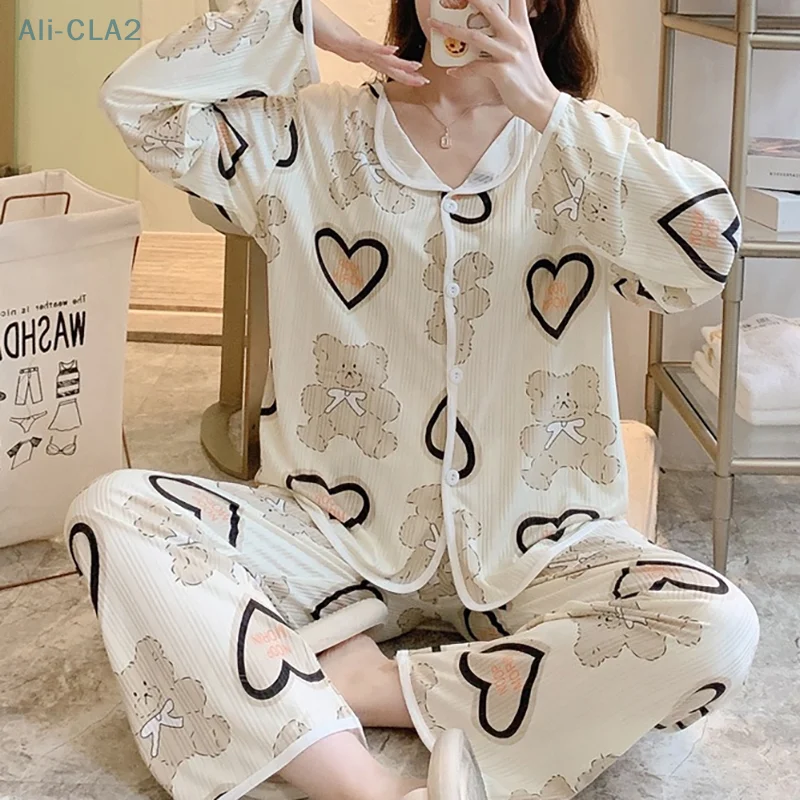 

Женская одежда для сна с длинным рукавом и принтом