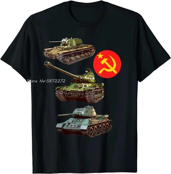 WWII Soviet IS-2 KV-1 T-34 Tank T-Shirt Fitness O-neck Tops Tees Cotton Casual T Shirt Summer Loose Tshirt Men Clothing 1
