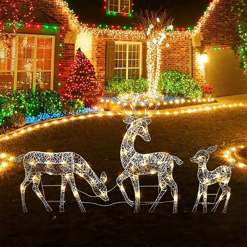 

Light Up Christmas Reindeer Water Resistant Garden Christmas Deer Elk Ornaments Christmas Deer Lighting Happy New Year Garden