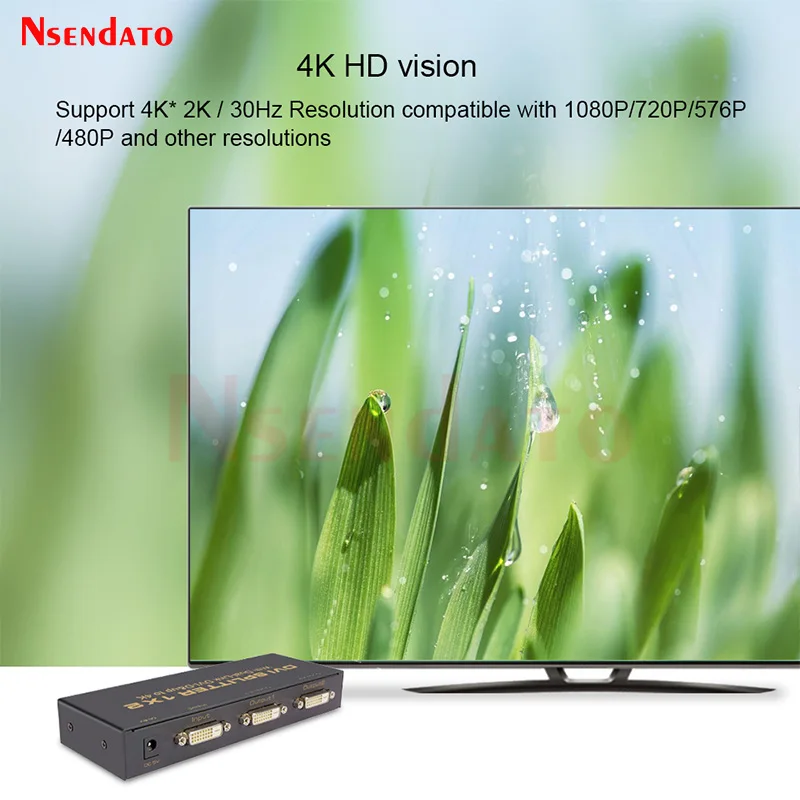 DVI Splitter 1X2 1 in 2 out DVI Switch Switcher 4K 1 DVI-D input and 2 DVI-D output 2 Port DVI Splitter For TV Monitor PC