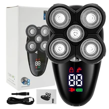 

Electric Razor for Men Bald Head Shaver LED Display Nose Hair Beard Trimmer Clippers Facial Cleansing Brush USB Rechargeable