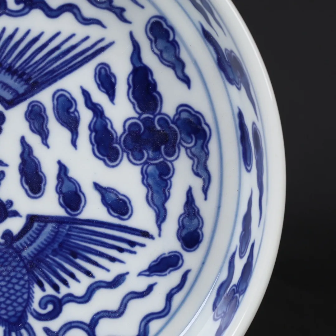 Chinese Ceramic Appreciation Plate Decorative Plates For Home Decoration And Accessories Jingdezhen Blue And White Phoenix Plate 5