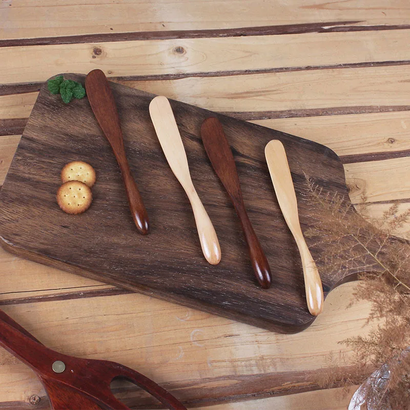 Butter Knife Japanese-style Solid Wood Jam Knife Butter Knife Natural Bread Cake Smooth Wooden Tableware Kitchen accessories