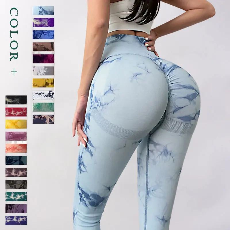 Yoga Pants Women Seamless Push Up Sexy Fitness Workout Leggings Scrunch Butt Lifting Elastic Tights Tie Dye Sport Leggings
