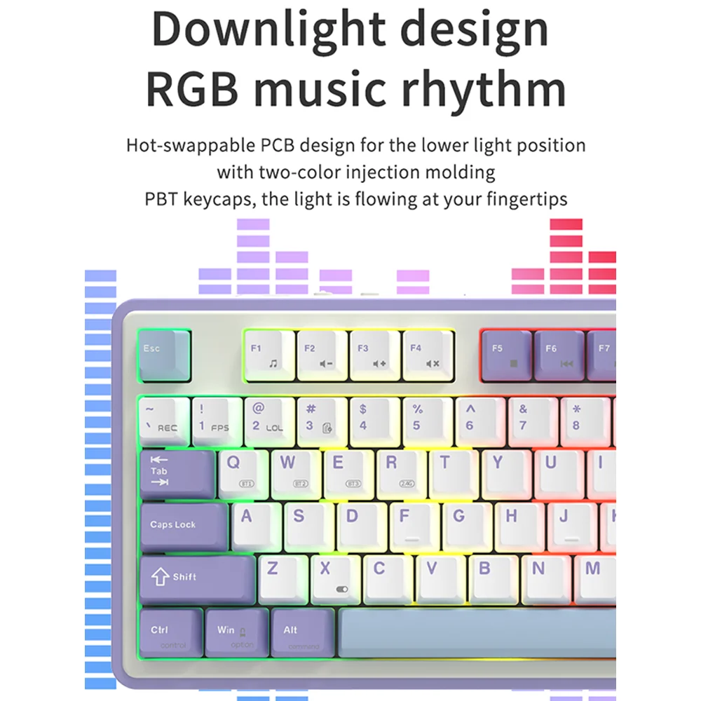 AJAZZ AK870 Mechanical Keyboard Tri-mode RGB Hot-swappable 1.06