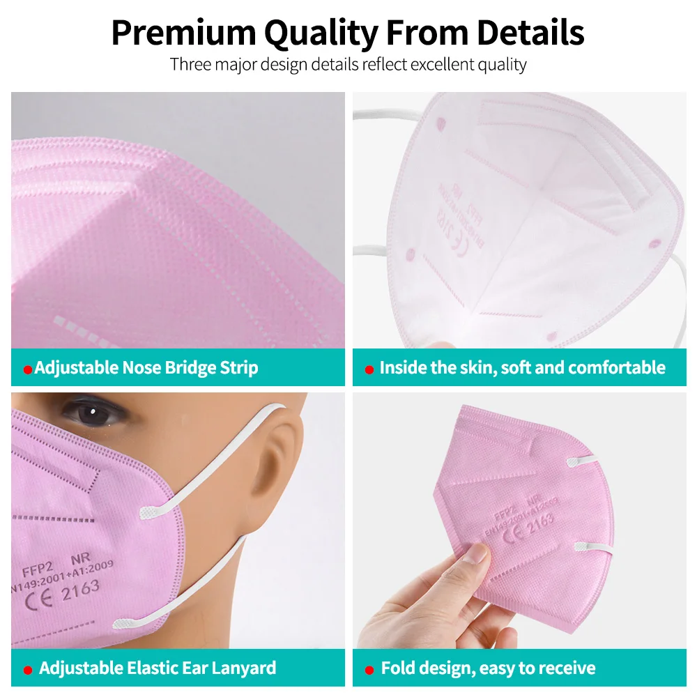 Adult 5 Layers KN95 Mask Respirator Fabric Face Mask CE Filter Mouth Dustproof Reuseable