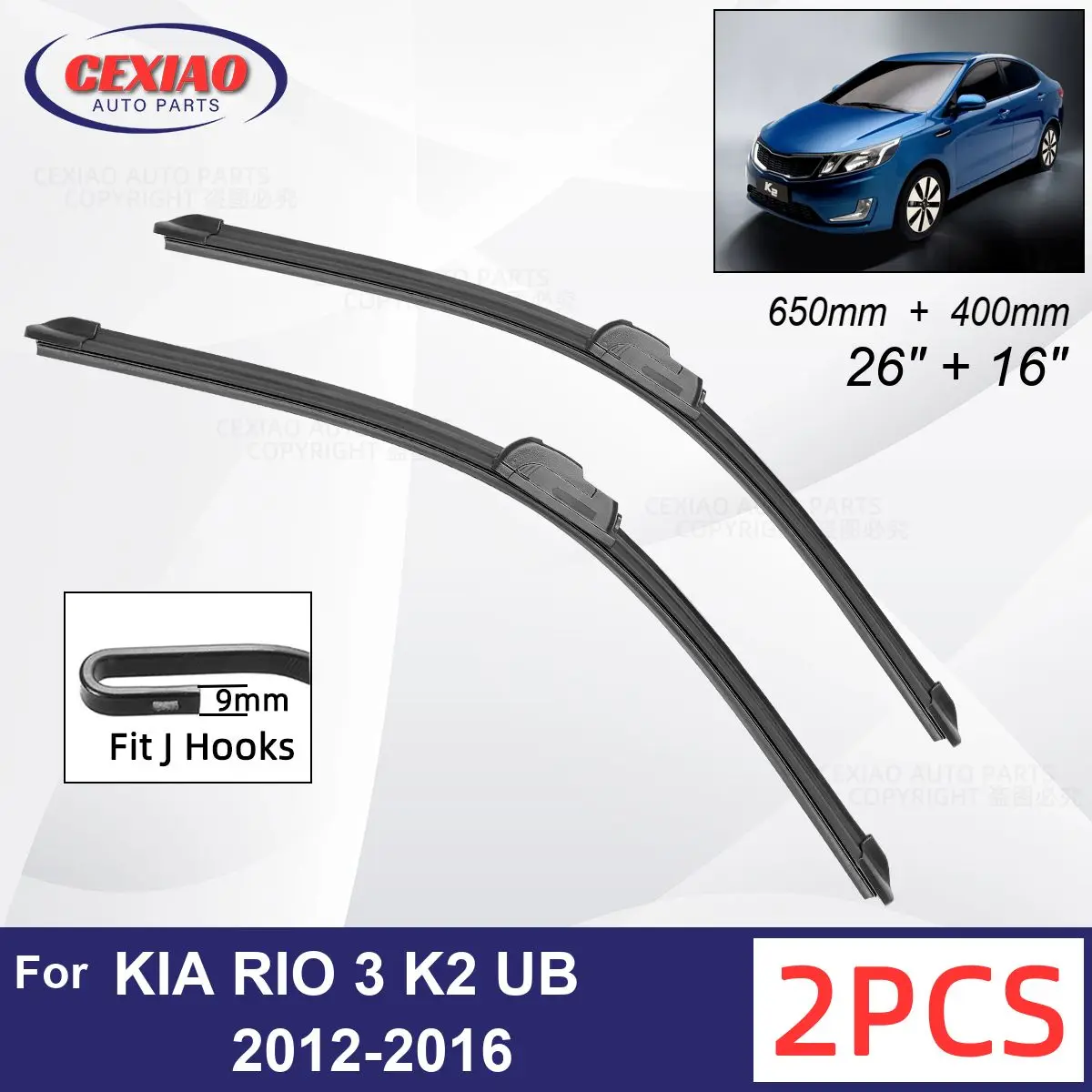 

Автомобильный стеклоочиститель для KIA RIO 3 K2 UB 2012-2016, мягкие резиновые стеклоочистители для лобового стекла, автомобильные стеклоочистители 26 дюймов + 16 дюймов 650 мм + 400 мм