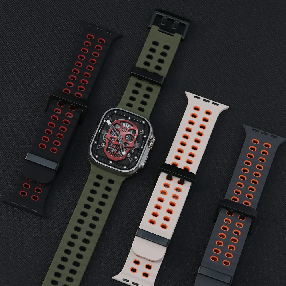 Breathable Silicone Sports Strap for Smartwatches (49mm, 46mm, 45mm)