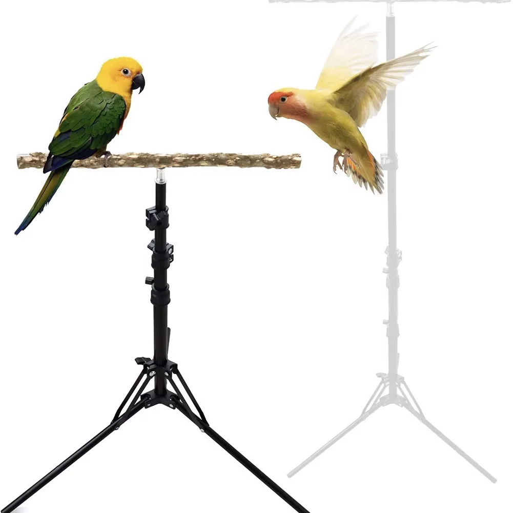Bird Perch Stand Adjustable Height Natural Pepper Wood Parrot Perch Hanging Toys Indoor Outdoor Bird Stands For Birds Products