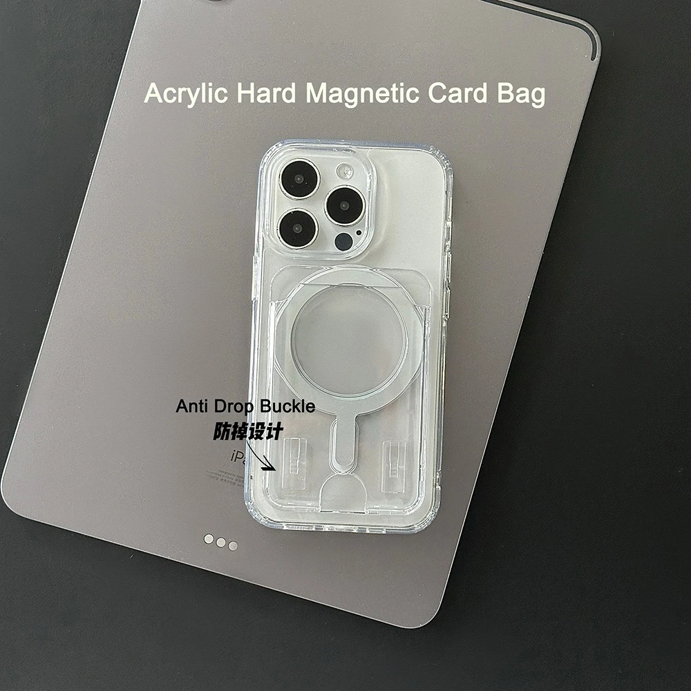 For Magsafe Clear Acrylic Wallet Case For iPhone 17 Air 16 15 14 13 12 11 Pro Max Photo Card Bag Magnetic Back Cover Accessories view 3