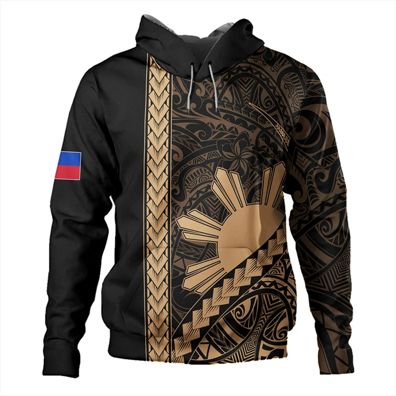 3D-Druck Philippinen Filipinos polynesische Tätowierung Lapu Sonne Stammes Hoodies für Männer Kind Mode Kapuze Hoody Vintage Pullover