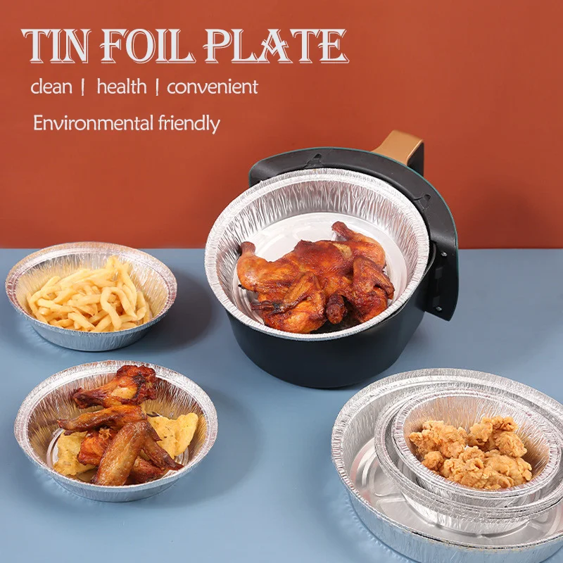Foil Baking Tray Oilproof Aluminum Foil Tin Box Air Fryer Disposable