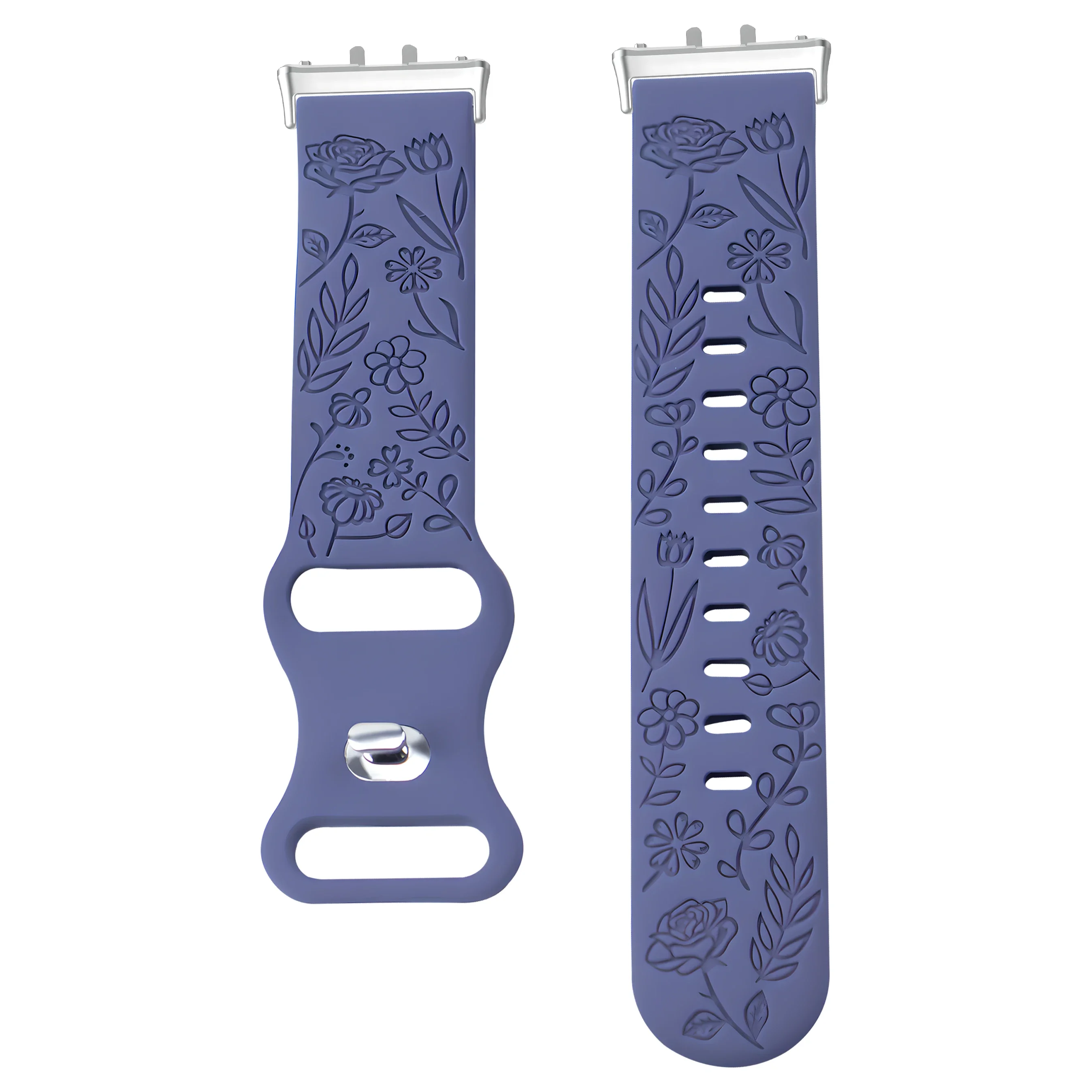 Floral Design Silicone Engraving Watch Strap Bracelet