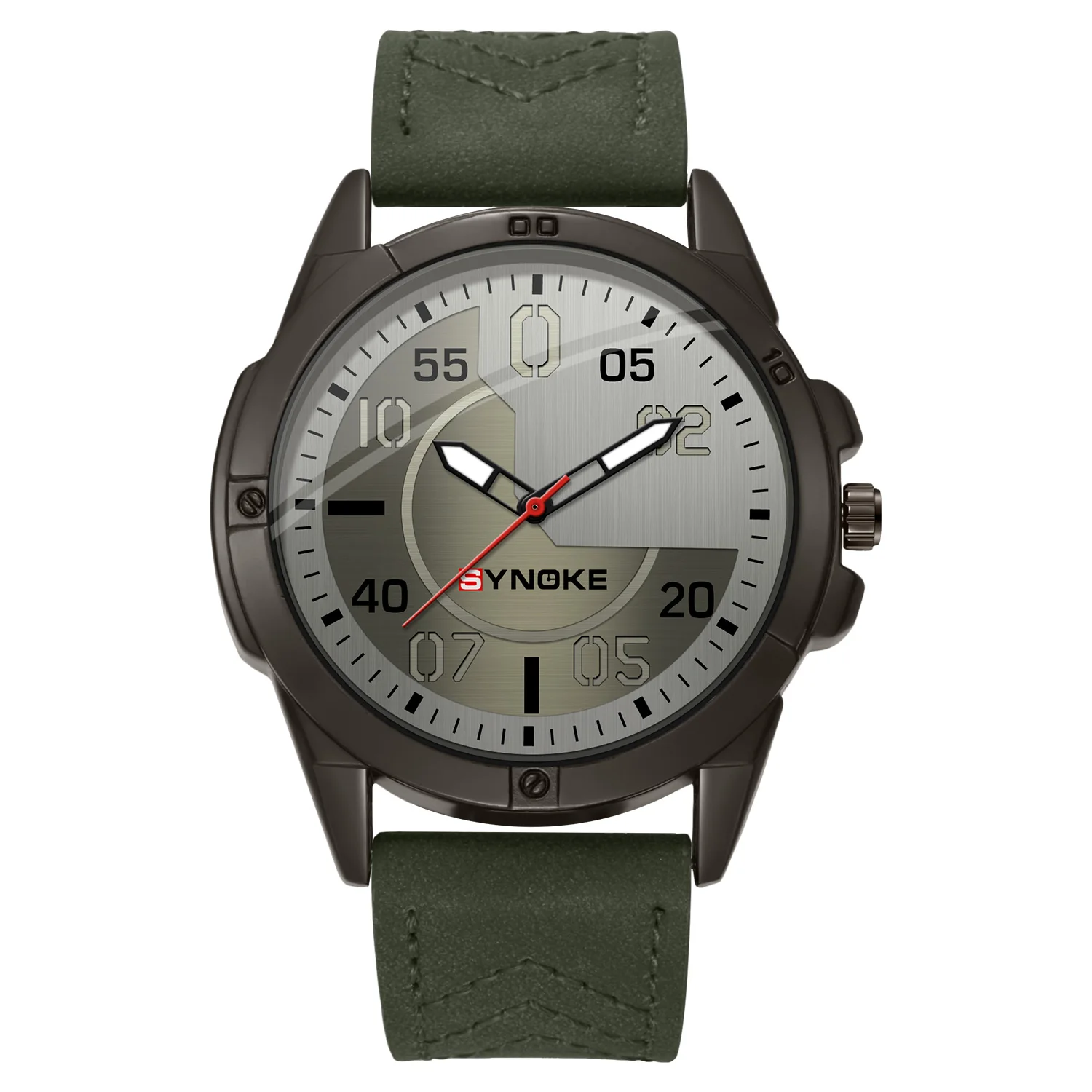 ساعة كوارتز للرجال من Synoke ، قرص دائري ، مصنوعة...