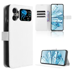 Diamond Leather Flip Wallet Case with Card Holder and Bracket for Cubot Note 20 Pro (White)