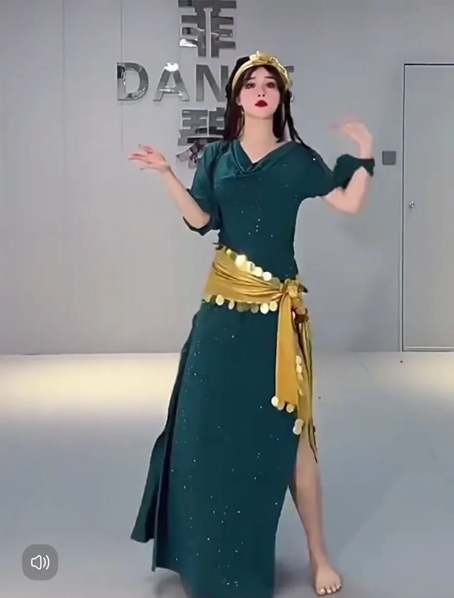 女性ベリーダンスコインコスチュームバラディサイディドレス女の子