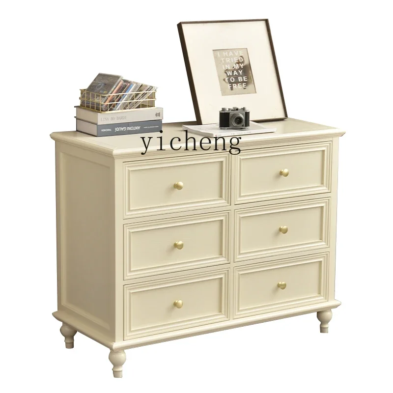 

zkLight Luxury Locker Chest of Drawer Chest of Six Drawers Bedroom Wall Storage Cabinet Solid Wood Chest of Drawers