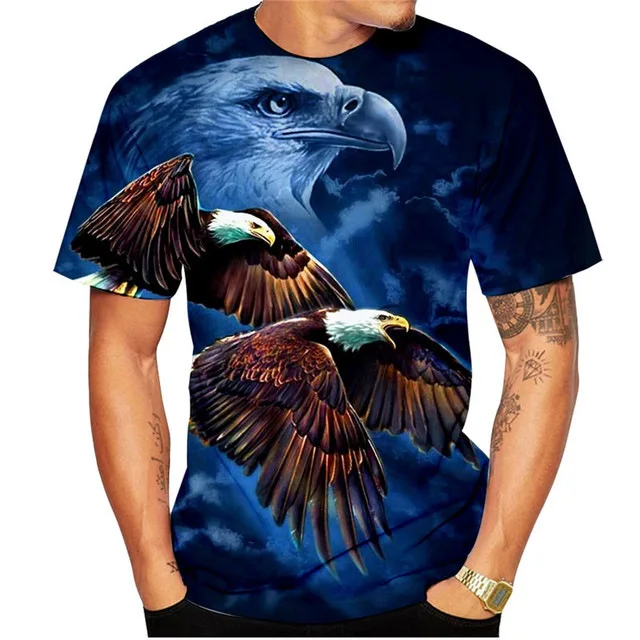 

2023 New Men's Clothing Animal T-Shirt Summer Domineering Eagle 3D Digital Printing Men's O Neck Oversize XXS-6XL