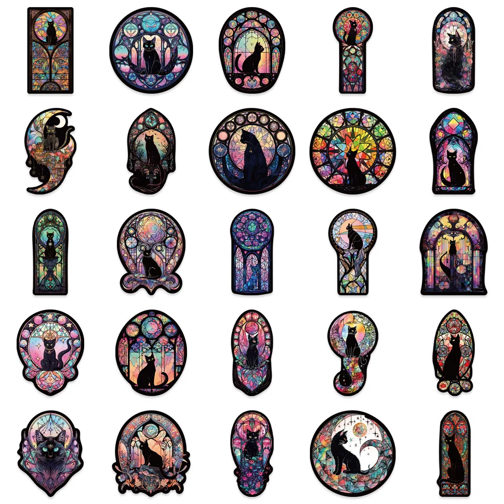Retro Gothic Cat Stickers Waterproof Graffiti Aesthetic Decorative Luggage Laptop Guitar Diary Scrapbook 10/30/50PCS