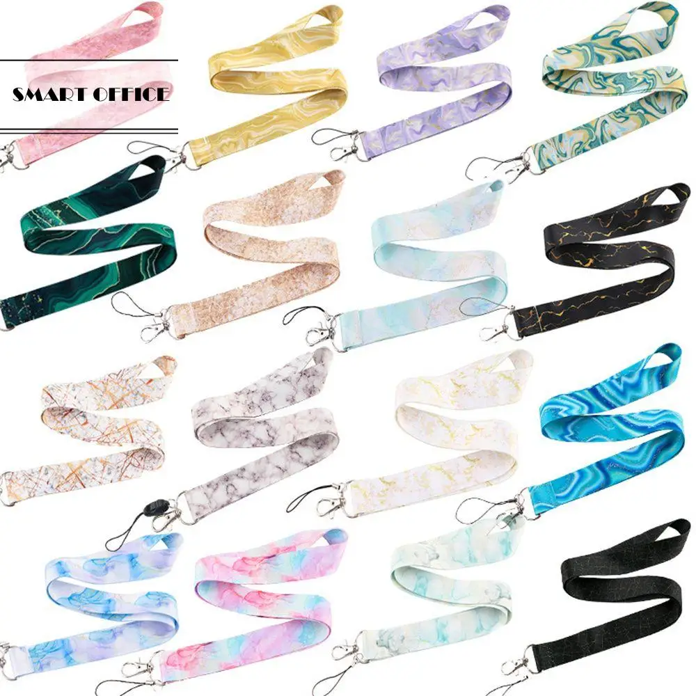 Marble Pattern Neck Strap Lanyards For Keys Keychain Badge Holder