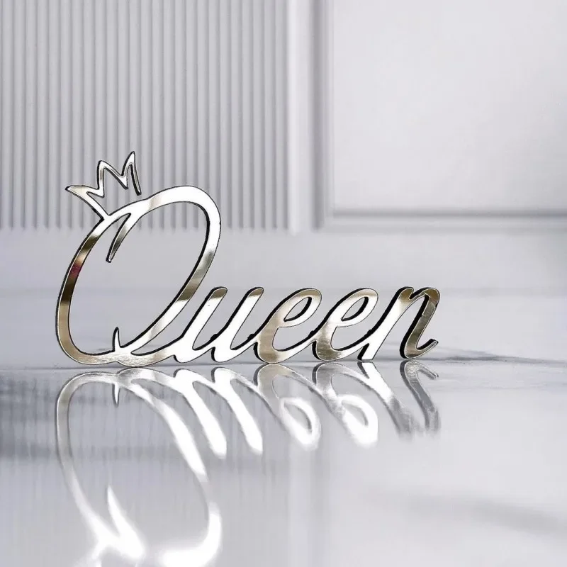 INS Queen Happy Birthday Acrylic Golden Cake Topper for Queen Birthday Party Valentine's Day Cake Side Decoration cake topper,cake toppers,cake decorations,gold leaf cake decorations,birthday party supplies,party decorations