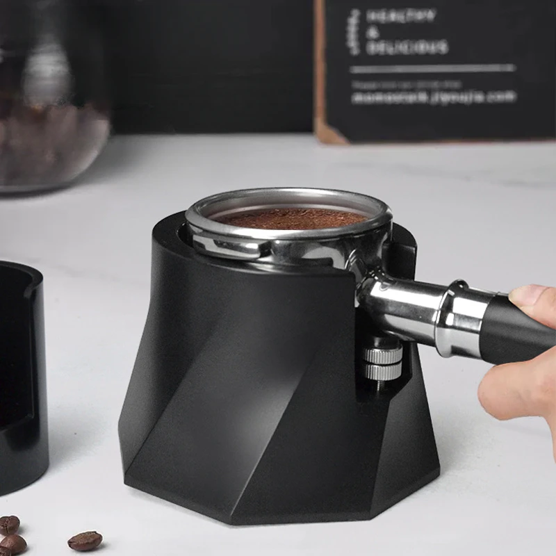 Spiral Coffee Tamper Station Height Adjustable Bottom Anti Slip Black Powder Pressing Base Coffee Machine Handle Storage Seat