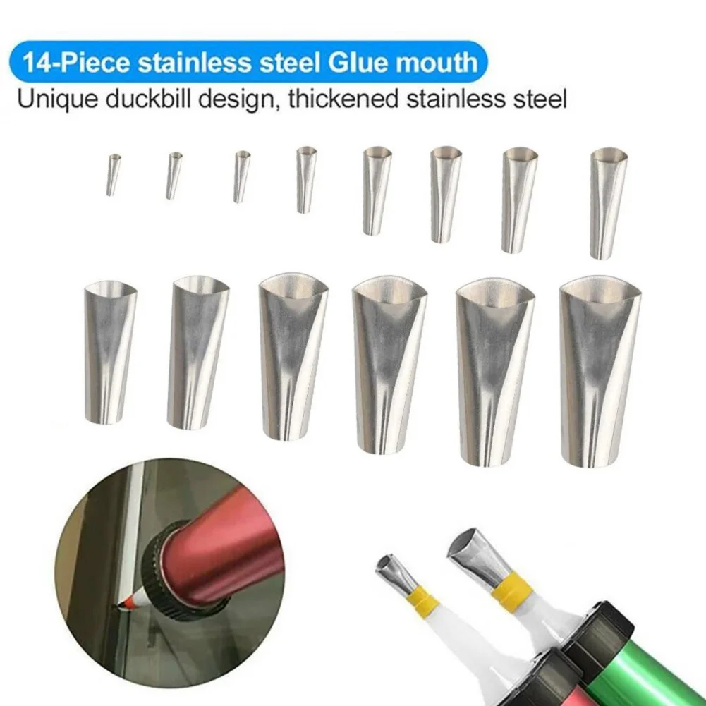 Caulk Nozzle Applicator Caulking Gun Nozzles Caulking Finisher Stainless-Steel Sealant Finishing Tool Kit Caulking Nozzle Sealant Finishing Tools 14x