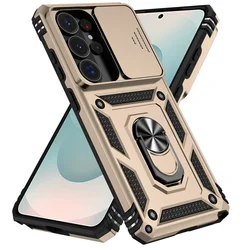 Slide Camera Armor Protective Case with Magnetic Ring Holder Phone Cover - Note 20 (Golden)