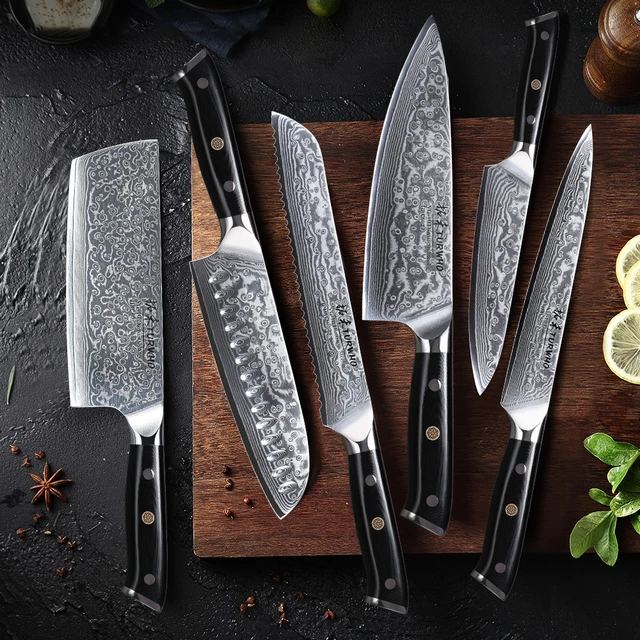 TURWHO Best Chef Knife Japan Damascus Steel Kitchen Knives Razor Sharp Pro  Chef Santoku Utility Kitchen Knife Sets Ebony Handle - AliExpress