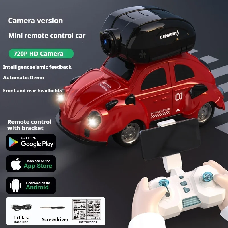 Rc Mini Remote Control Racing Car Drift Real Time Transmission Camera 2.4g Wireless Remote Control Car Fpv Toy Children'S Gift 2
