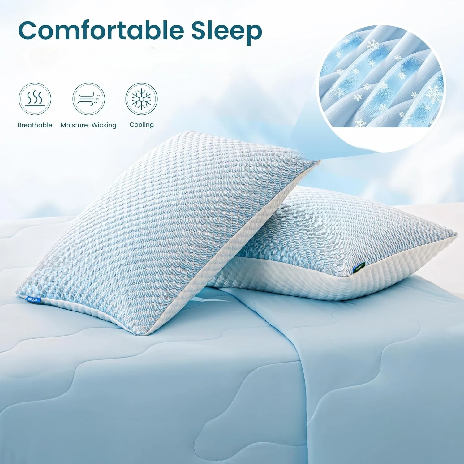 1-5PCS Summer Ice Silk Pillowcase Solid Color Ice Bean Breathable Cooling Pillow Cover for Bedding Machine Washable No Pillow 3