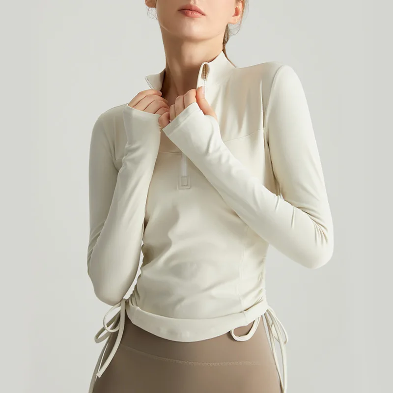 

Half Zipper Long Sleeve Sports T-Shirt Exercise Clothing for Women Running Fitness Quick-Drying Yoga Shirt Ladies Sportswear