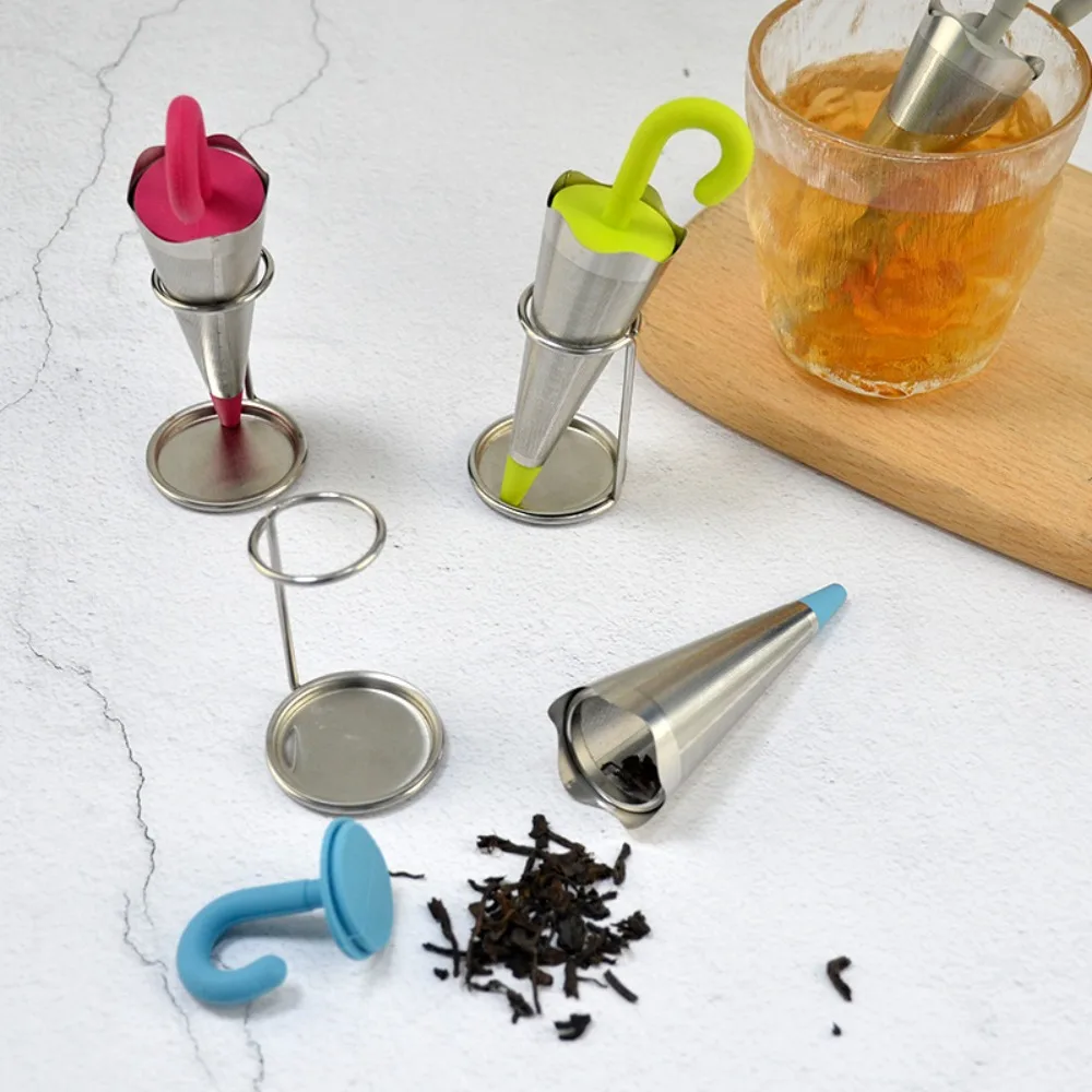 Tea Brewing Diffuser Stainless Steel Umbrella Shape Tea Infuser Fine Mesh with Bracket Mesh Maker Reusable Sieve Herbal