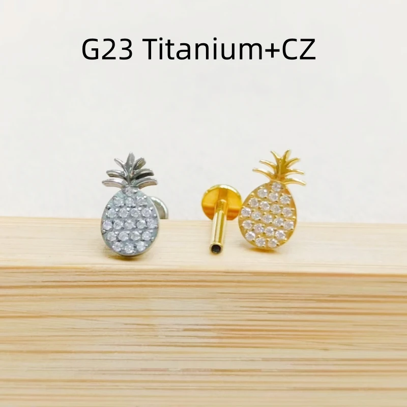 

Lot10pcs G23 Titanium Pineapple CZ Gems Lip Labret Ring Bar Ear Cartilage Helix Rook Tragus Studs 16G Body Piercing Jewelry New