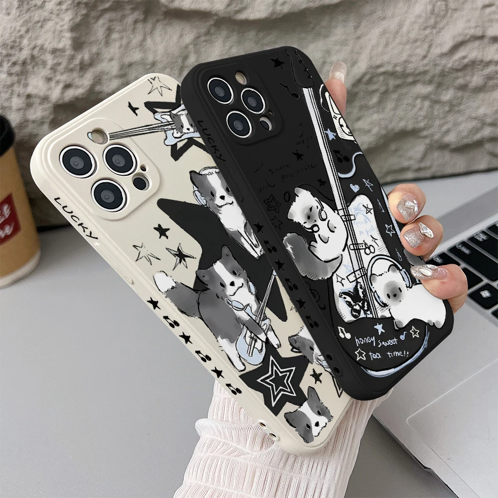Musical Guitar Dog Design Phone Case - Straight Edge Cover