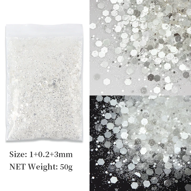 50g/bag Mixed Hexagon Resin Filling Chunky Glitter For Epoxy Resin Filler  UV Silicone Mold Mermaid Sequins Resin Pigment Powder