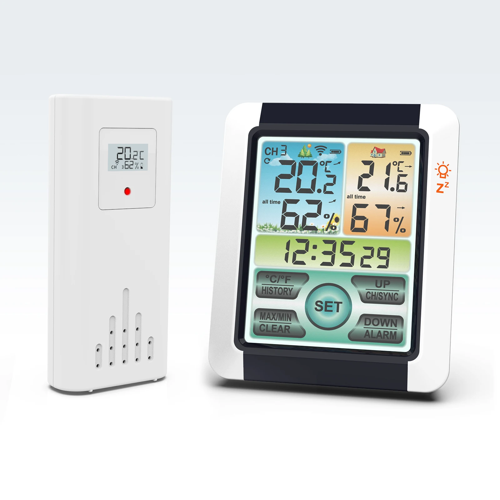 Advanced Wireless Indoor-Outdoor Weather Station with Multi-Sensor Temperature and Humidity Monitoring