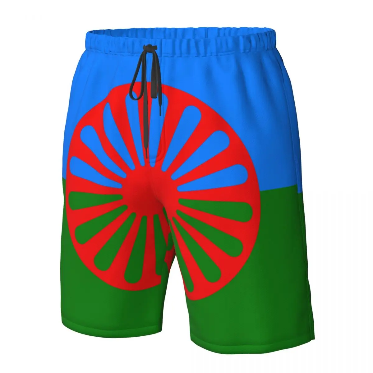 Romani People Rom Gypsy Flag Mens Swim Trunks Qucik Dry Board Beach Shorts Bathing Suit for Men Boardshorts Lightweight 2