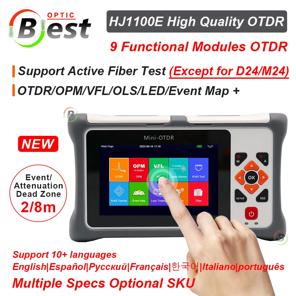 

Free Shipping Mini OTDR 26/24dB Active Live Fiber Optic Reflectometer Touch Screen VFL OLS OPM Event Map Ethernet Cable Tester