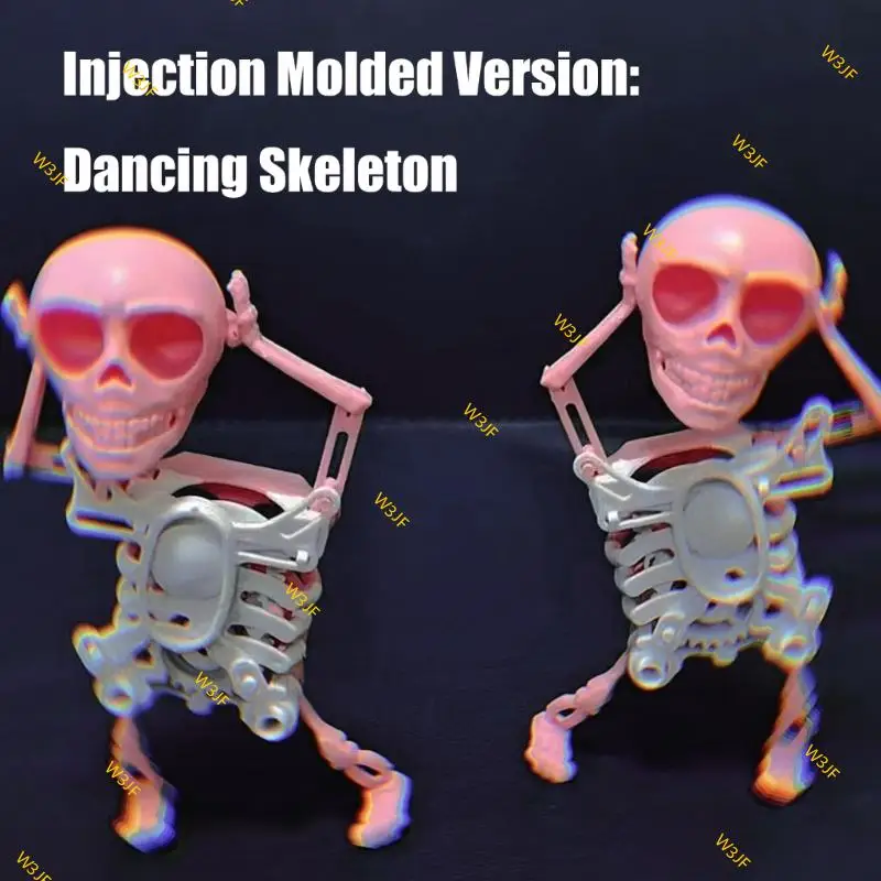 W3JF Dancing Skeleton Toy 3D Swinging Wind Up Skeleton 3D Printed Toy for Desk Decoration and Stress Relief