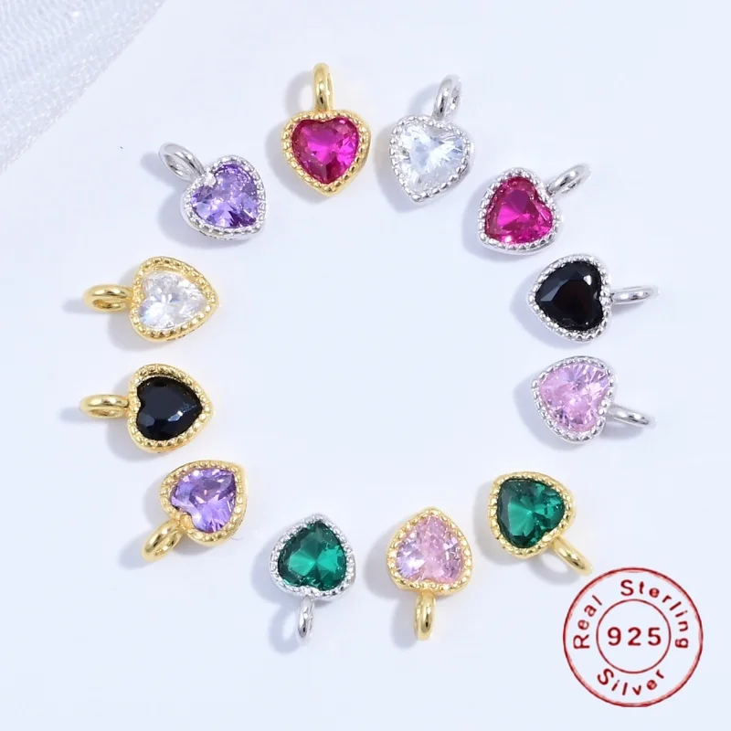 Sterling Silver Mini Heart Charm for DIY Jewelry Accessories