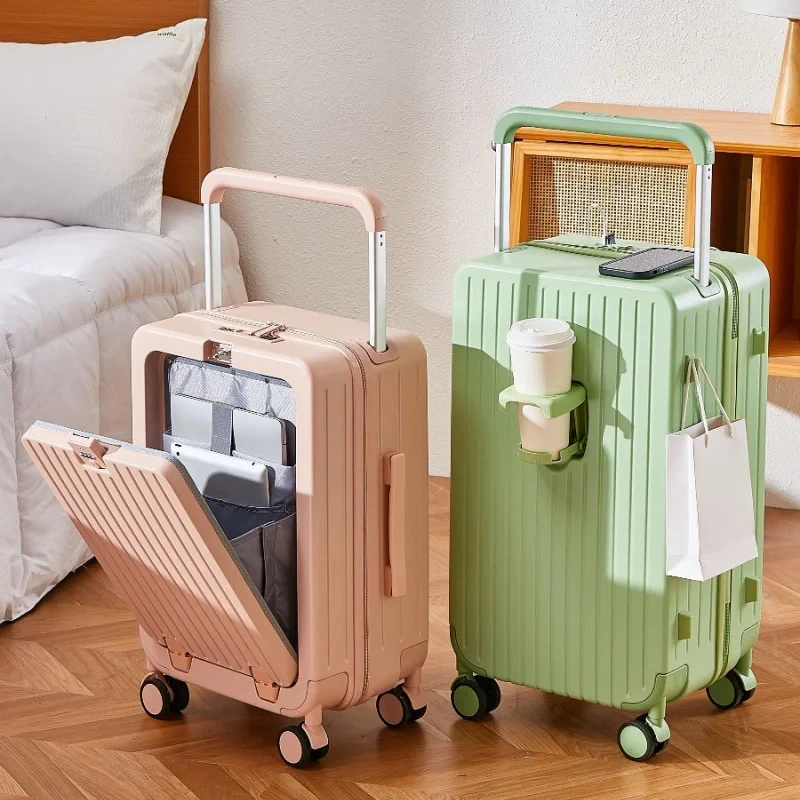 Fashion Luggage20Inch Password Boarding Bag New Dopamine Color Matching Internet Celebrity Suitcase Front Open Cover Trolley Cas