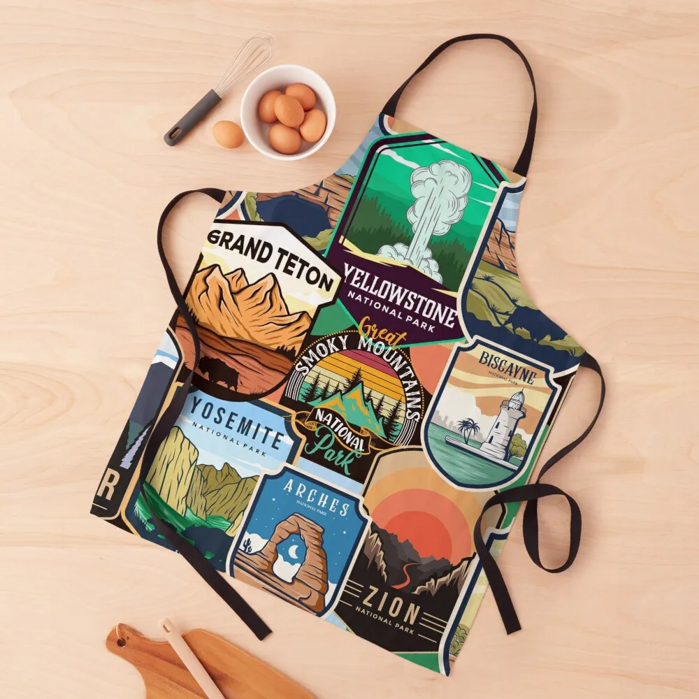 

National Parks Logo Design Apron chefs Kitchen Front Apron
