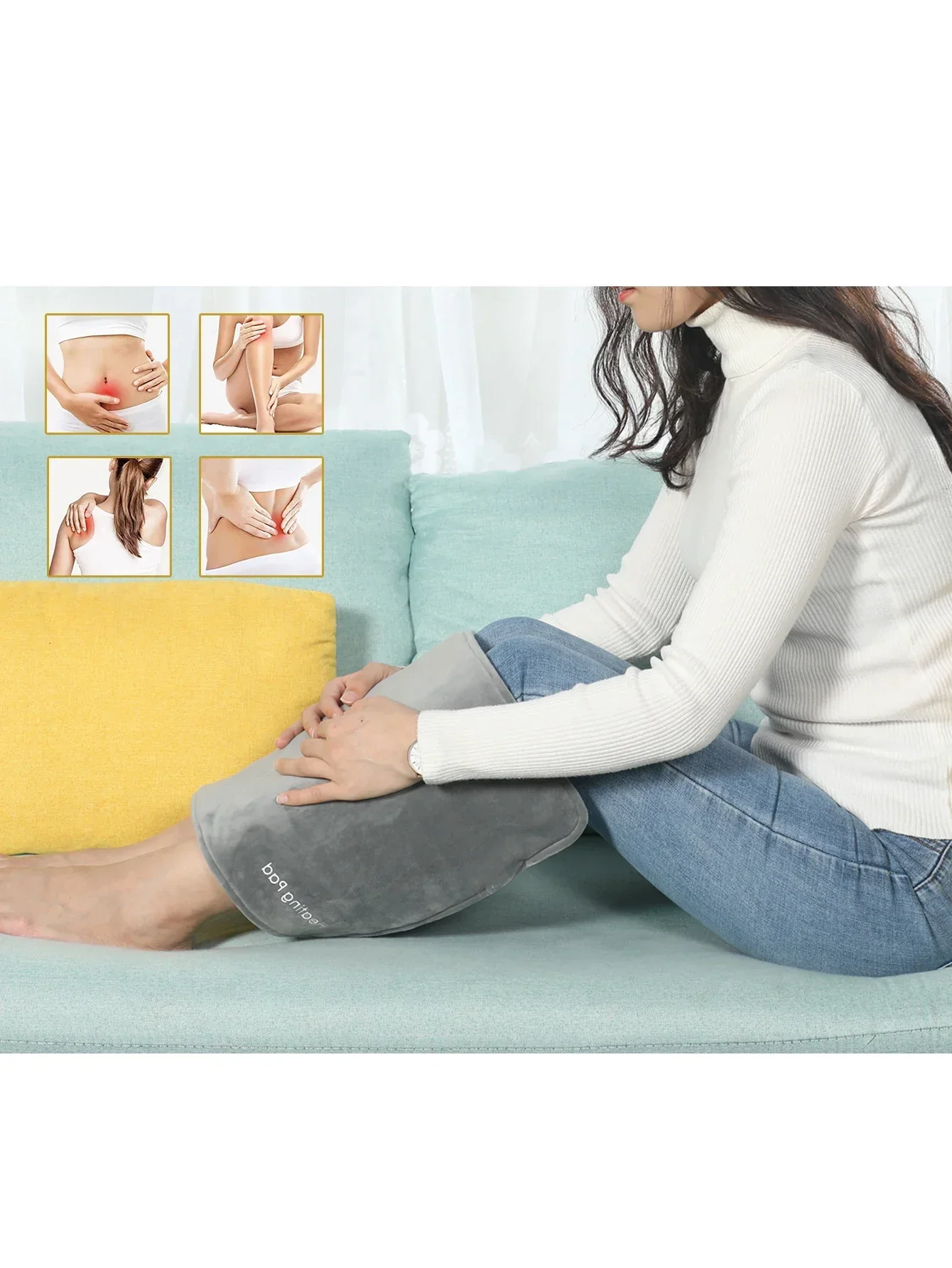 Description Picture 4 of itemUSB 5V Pad for Cramps & Back Pain Electric Heating Relief Heat Pad with 59 INCH Cable Mini Heated Blanket,INCH,Grey,19.6*11.8