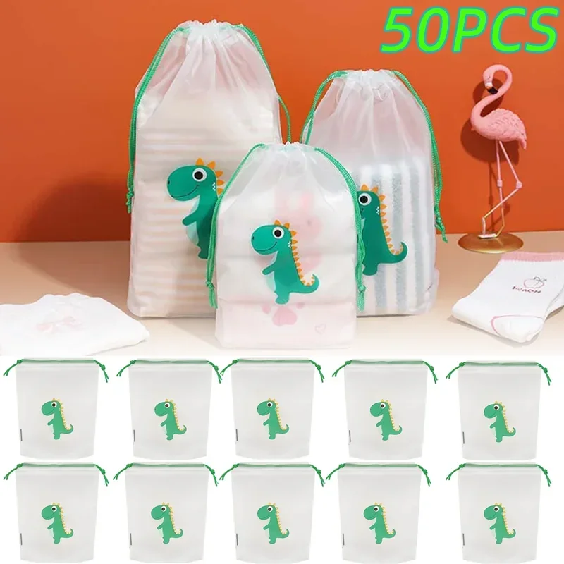 Transparent Drawstring Storage Bag Clothes Underwear Shoes Organizer Pouch Travel Toiletries Cosmetic Cartoon Storage Bag 2