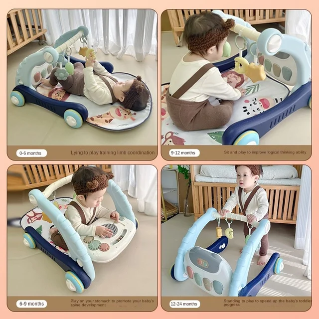 Lazychild Baby Fitness Stand Toy Foot Qin Learning Walk 0-2 Year Old Baby Multi Functional Handcart Music Fitness Stand 2