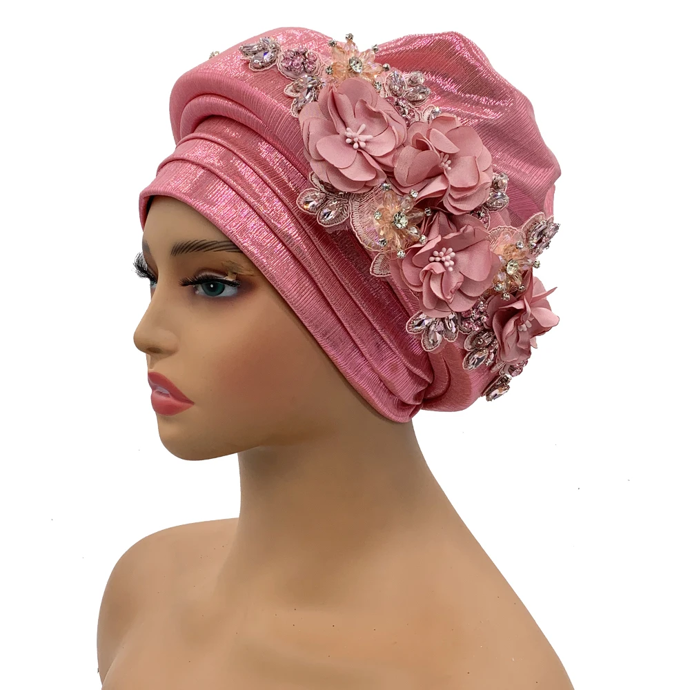 Exquisite Bouquet African Women's Turban Cap Ready to Wear Nigeria Auto Gele Headtie Female Fashion Head Wraps Turbante Mujer Female Head Wraps